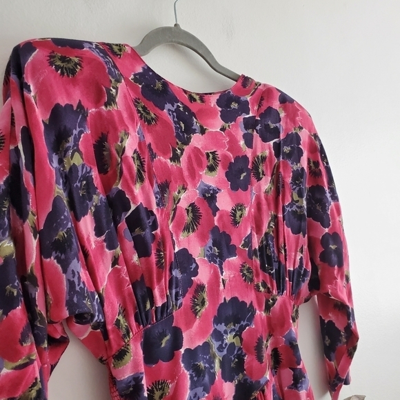 NEW VTG Carol Anderson 4P Pink Floral Midi Dress Petite 80s Secretary - Picture 5 of 10